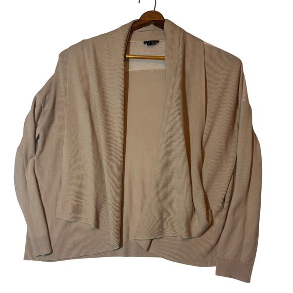 Theory Pink Linen Blend Draped Open Front Cardigan Womens Size Large Lightweight - Picture 1 of 7